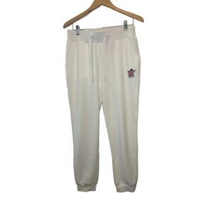 Badgley Mischka White Jogger Style Loungewear Pants Size Medium